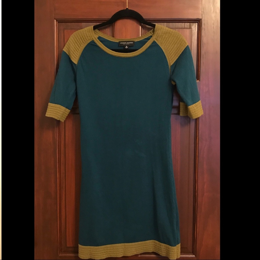 Blue green sweater dress